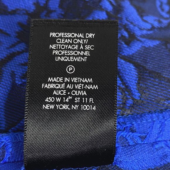 Alice + Olivia Esther Dress Womens 12 Multicolor Satin Floral Ruffle Hem Flaws - Picture 13 of 16